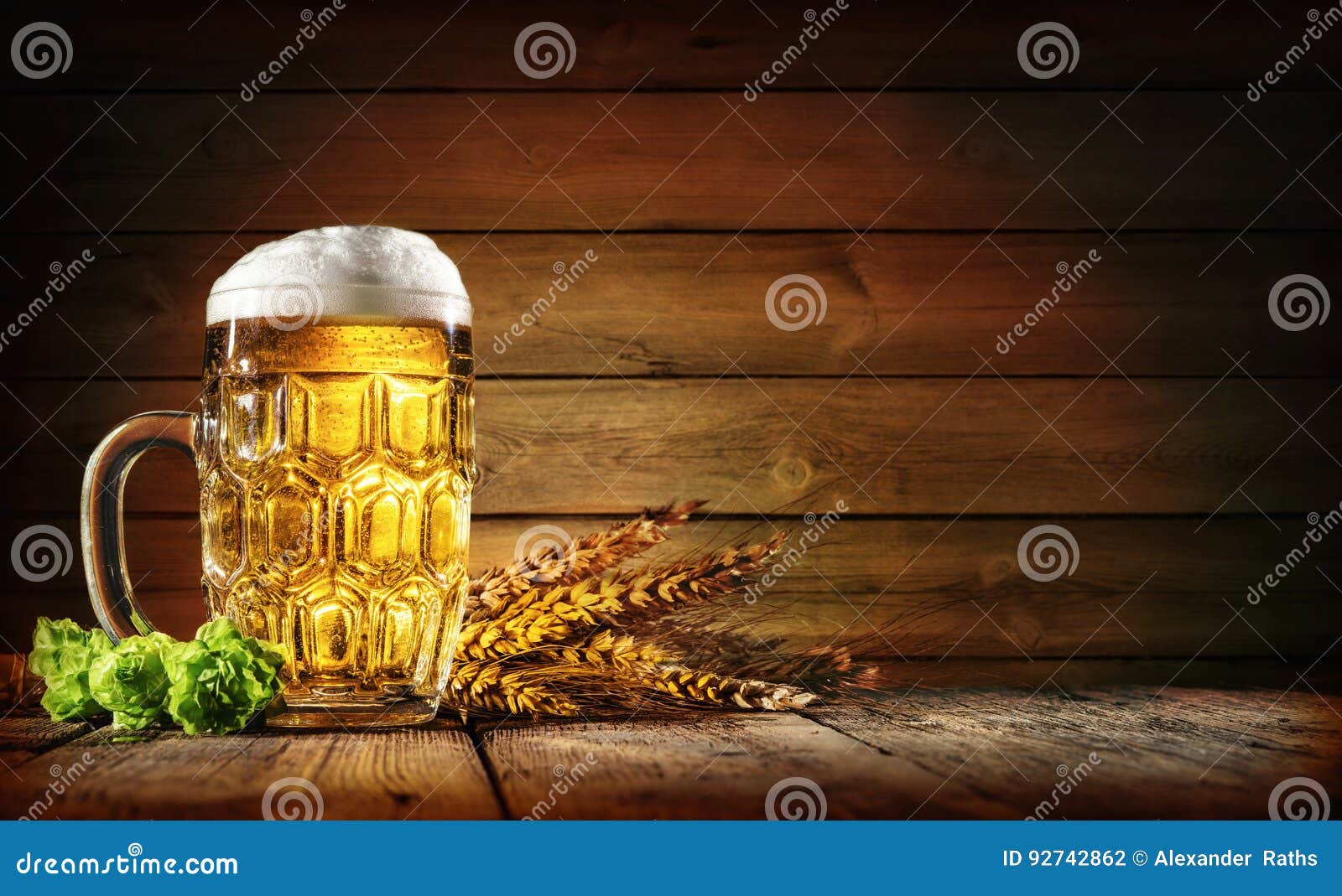 Oktoberfest Beer with Wheat and Hops Stock Photo Image of froth, hops