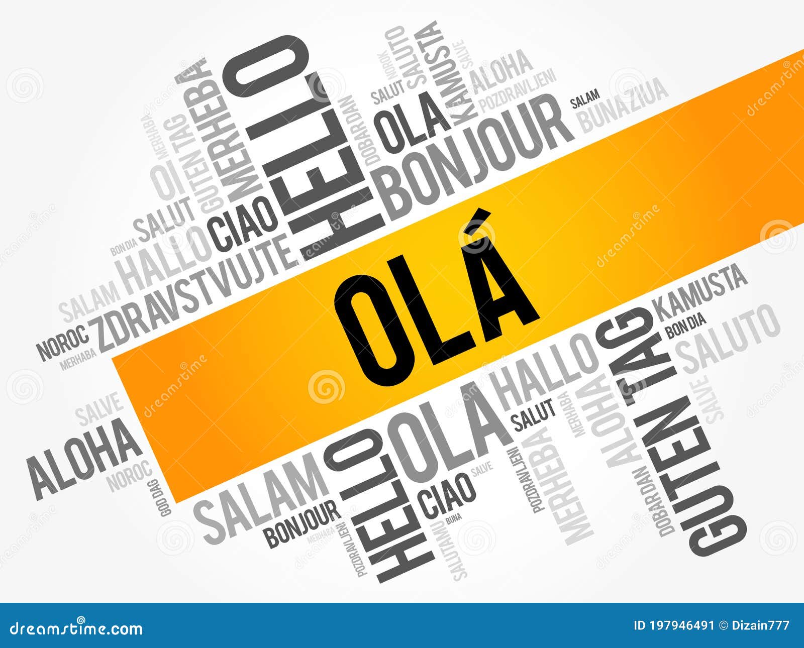 OLA Hello Greeting in Portuguese Word Cloud Stock Image Image of