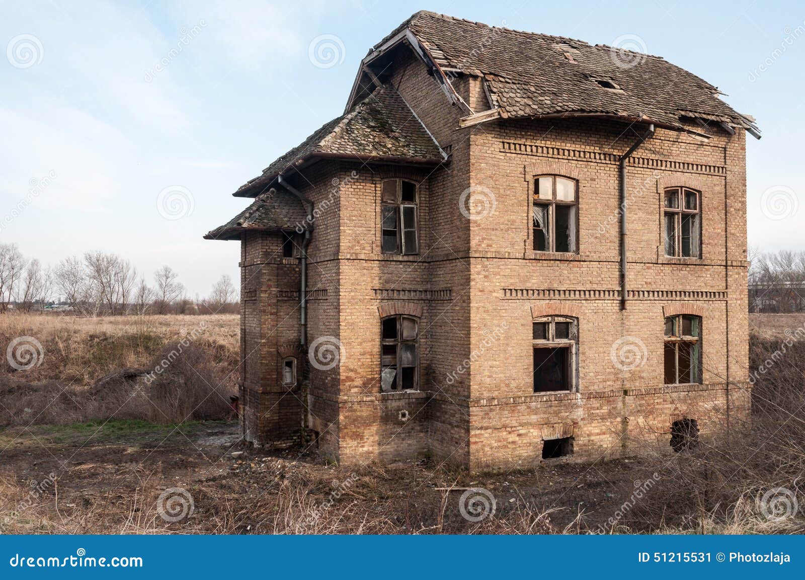Old Abandoned and Destroyed House Stock Image Image of demolished