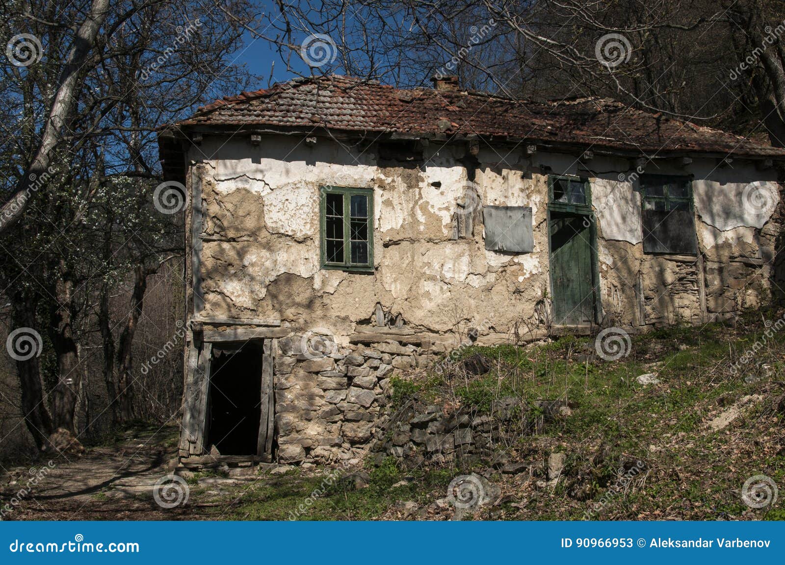 Old Abandoned House in Spring Time Stock Image - Image of door, rural ...