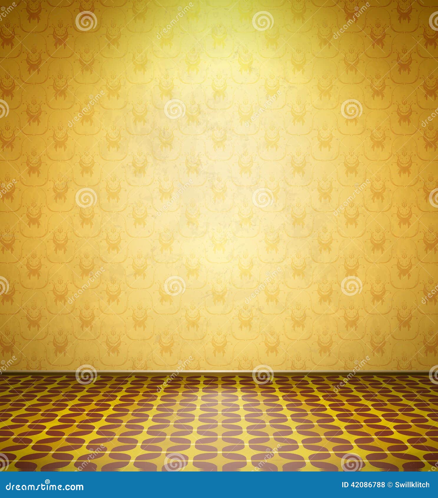 Old Abandoned Room with Yellow Wallpaper Stock Vector Illustration of
