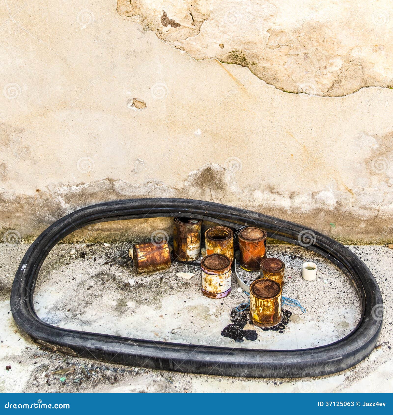 Old Abandoned Rusted Paint Cans Stock Image Image of paint, squared