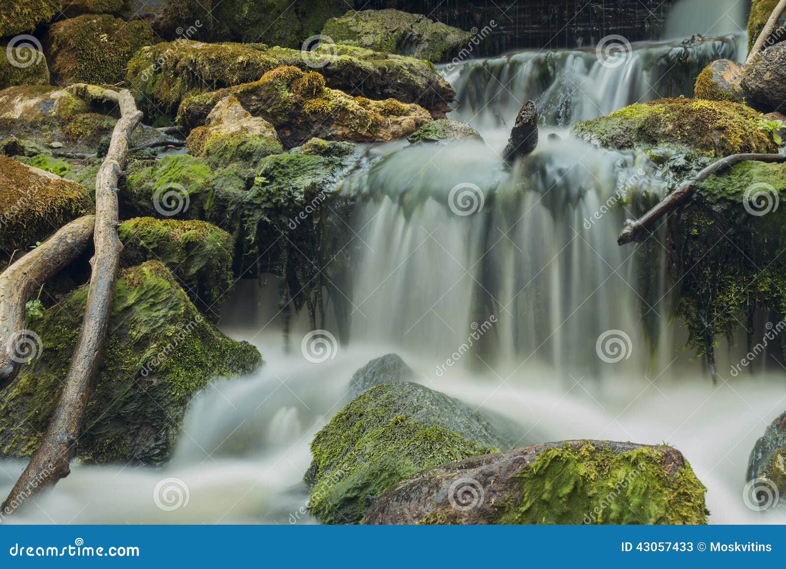 old, abandoned water mill with water streams and little waterfalls