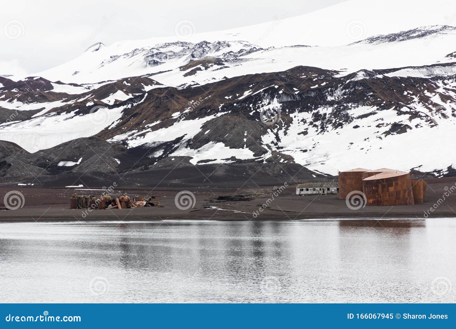 old abandoned whaler`s station and hut, whaler`s bay, deception island, antarctica