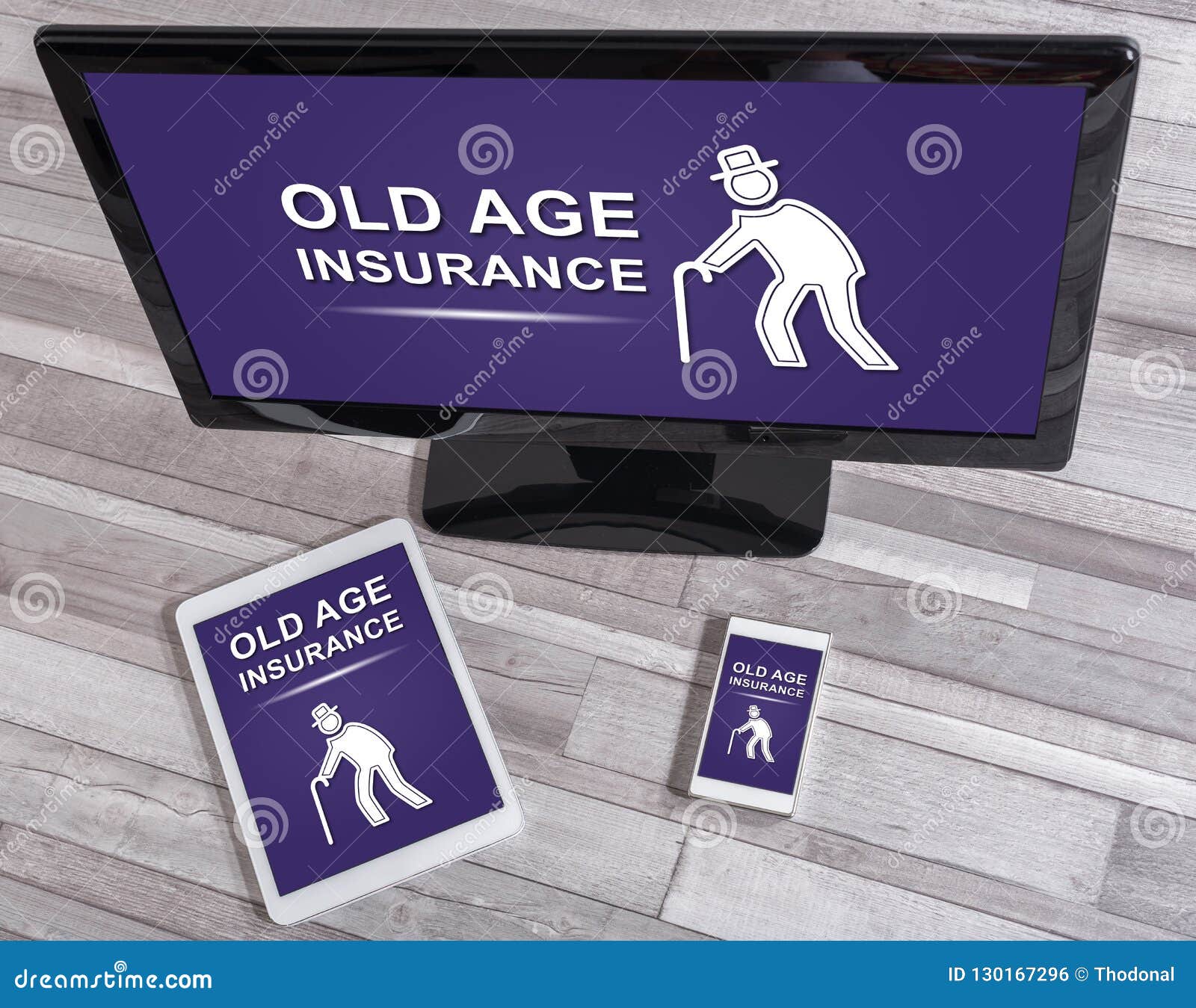 Old Age Insurance Concept on Different Devices Stock Photo - Image of