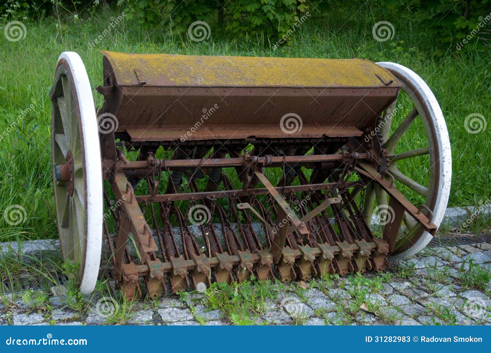 Old agricultural equipment stock image. Image of sowing 31282983