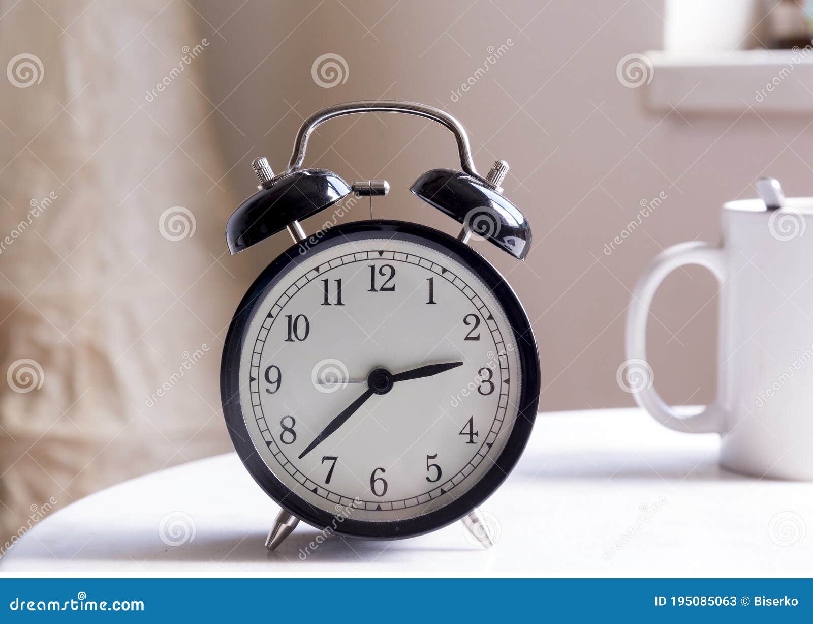 Old alarm clock stock image. Image of time, table, bell 195085063