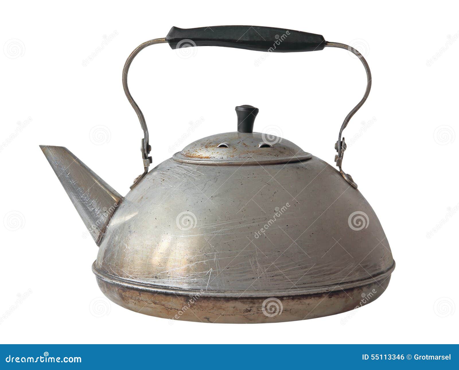 Old Aluminum Kettle.Isolated. Stock Photo Image of object, cooking