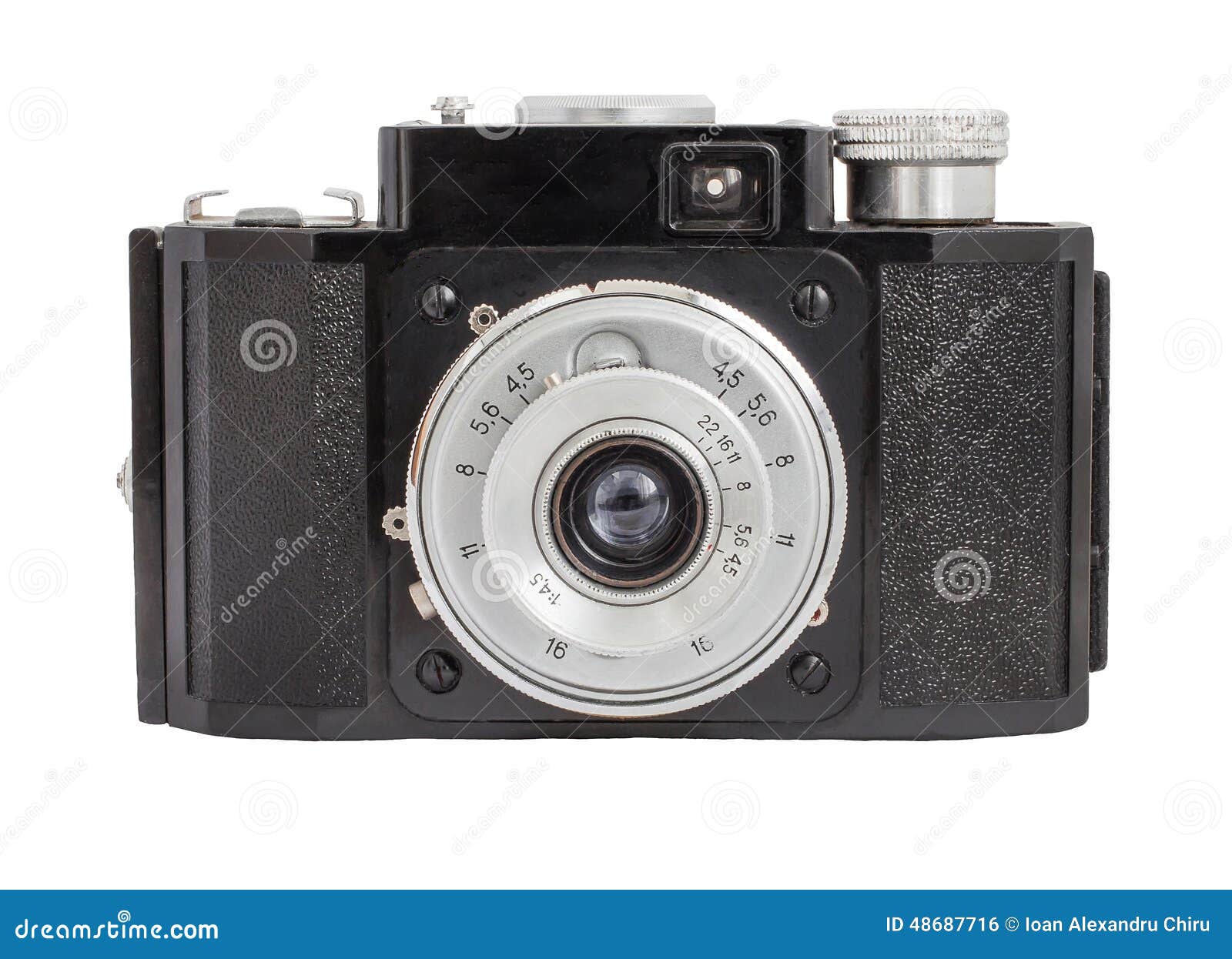 Old Analog Camera on Film 35mm Format Isolated on a White Background