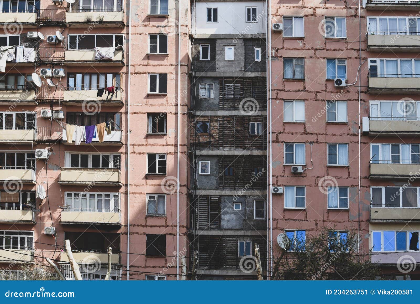 Old Ancient Soviet High-rise Buildings. Russian Apartment Buildings. A ...