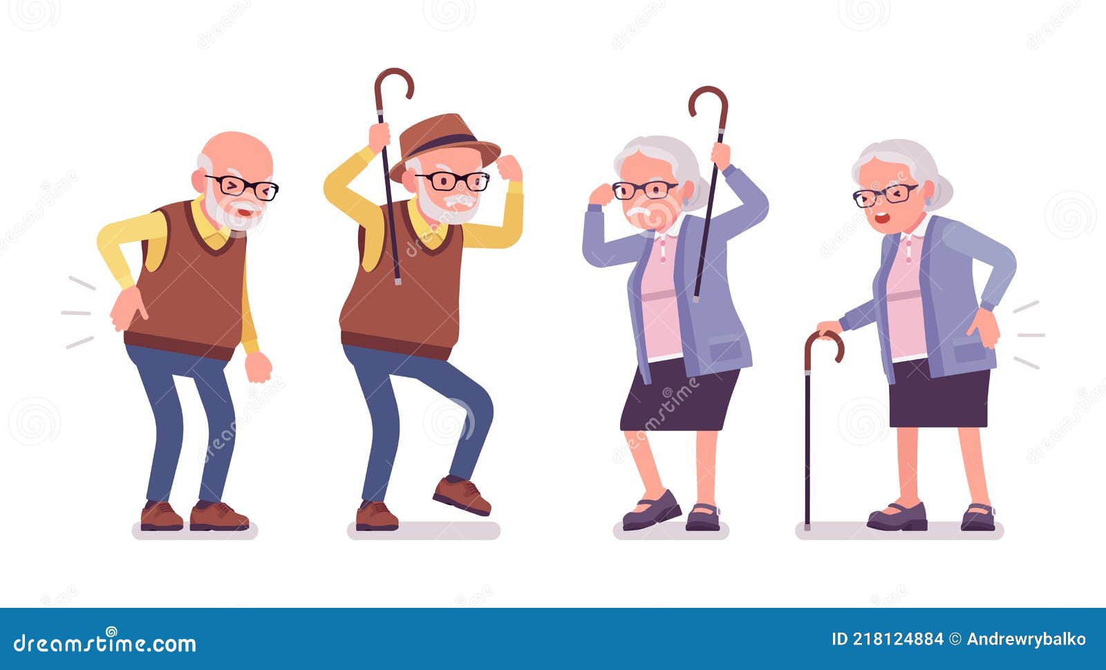 Old Angry People, Elderly Man, Woman Having Back Pain Stock Vector -  Illustration of grey, people: 218124884