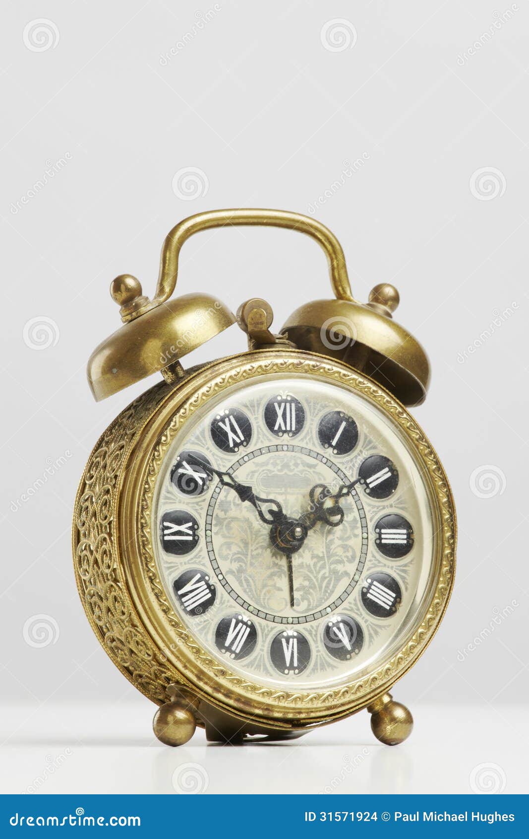 Old Antique Brass Alarm Clock Stock Photo Image of signaling