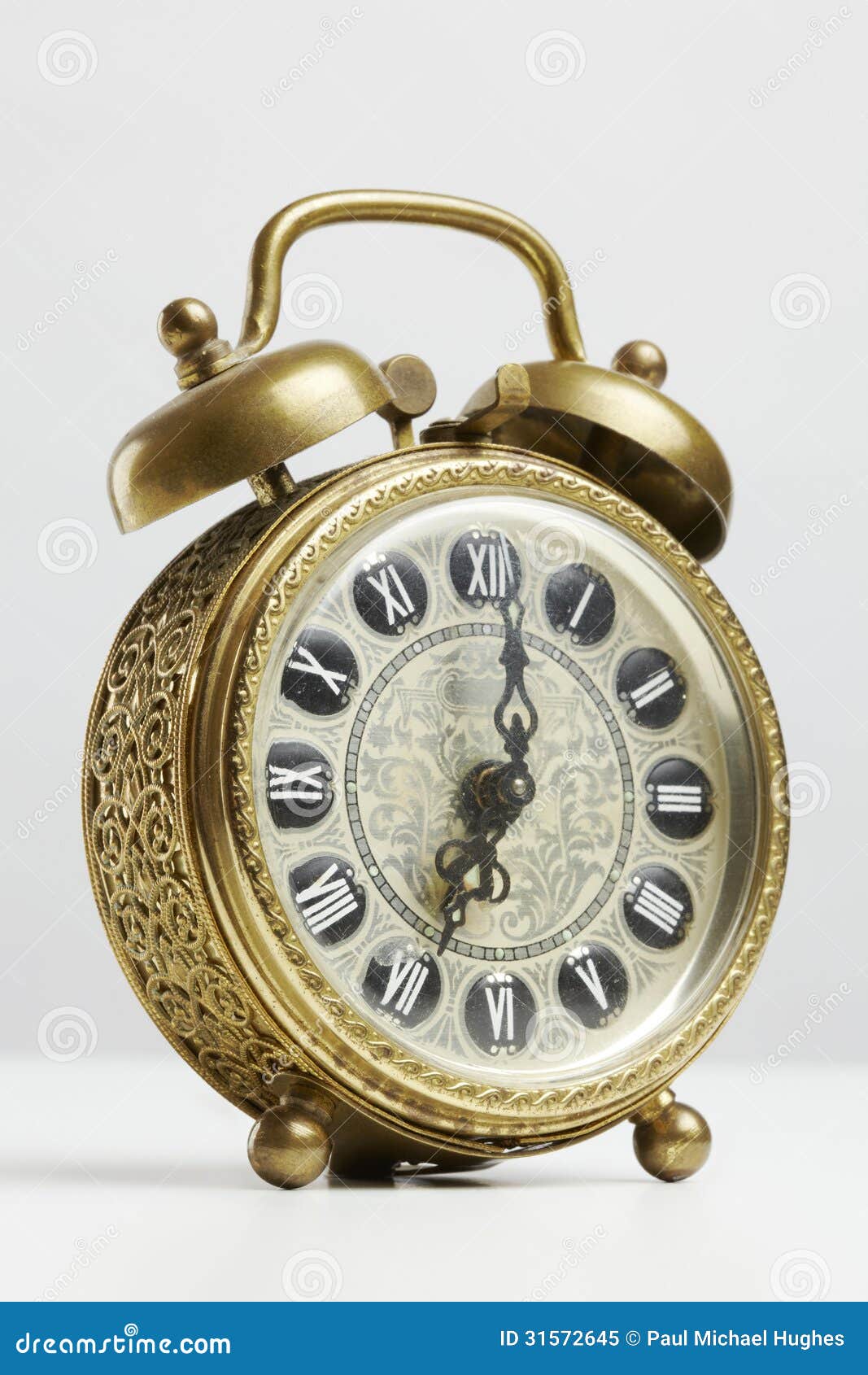 Old Antique Brass Alarm Clock Stock Image Image of minutes, antique