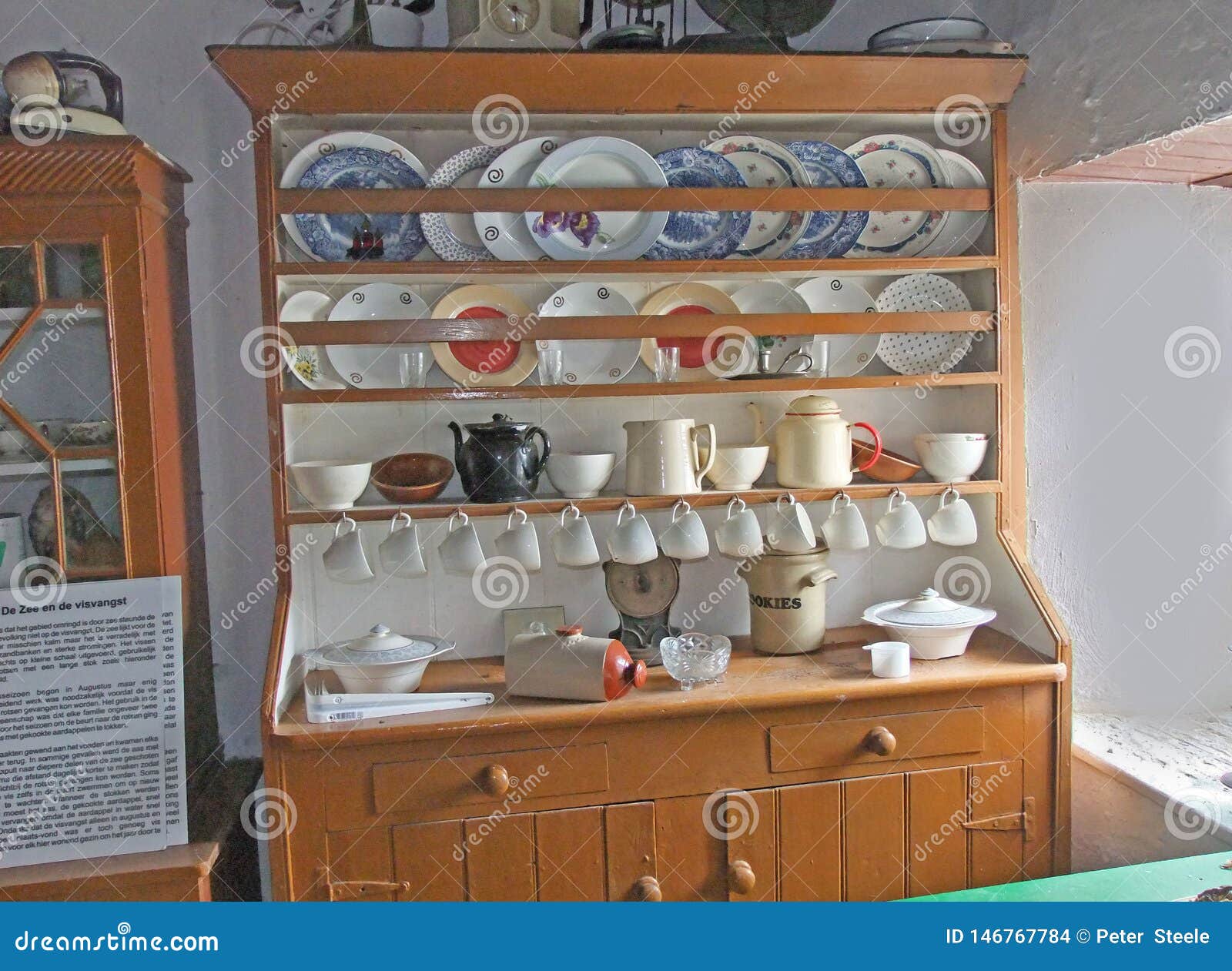 Old Antique Kitchen Dresser With Cups And Plates Ireland Editorial