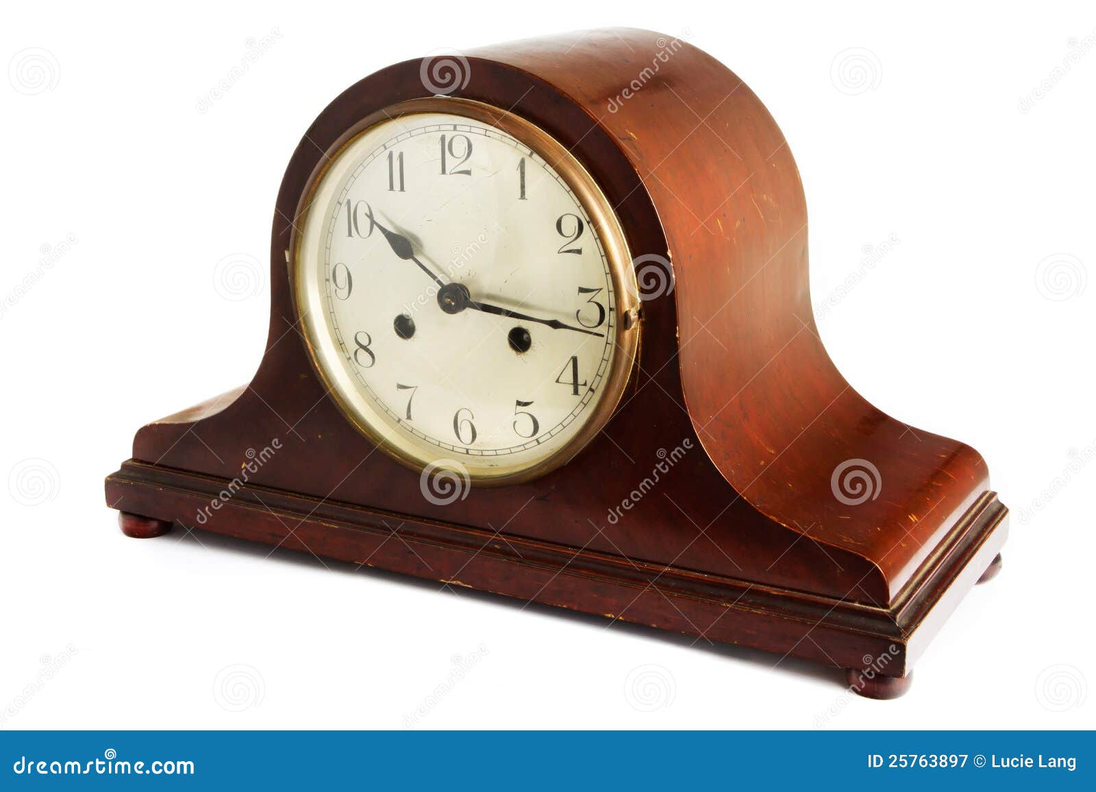 Old Antique Wooden Clock On White Royalty Free Stock ...