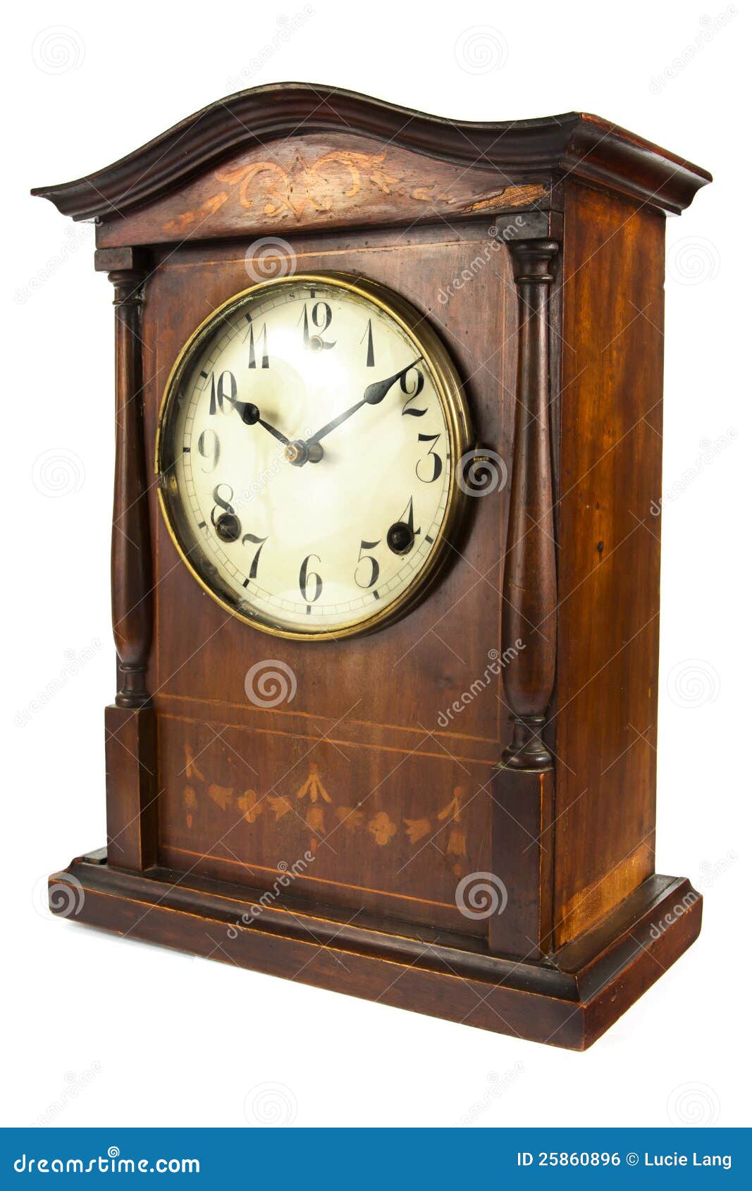 Old Antique Wooden Clock On White Royalty Free Stock Image ...