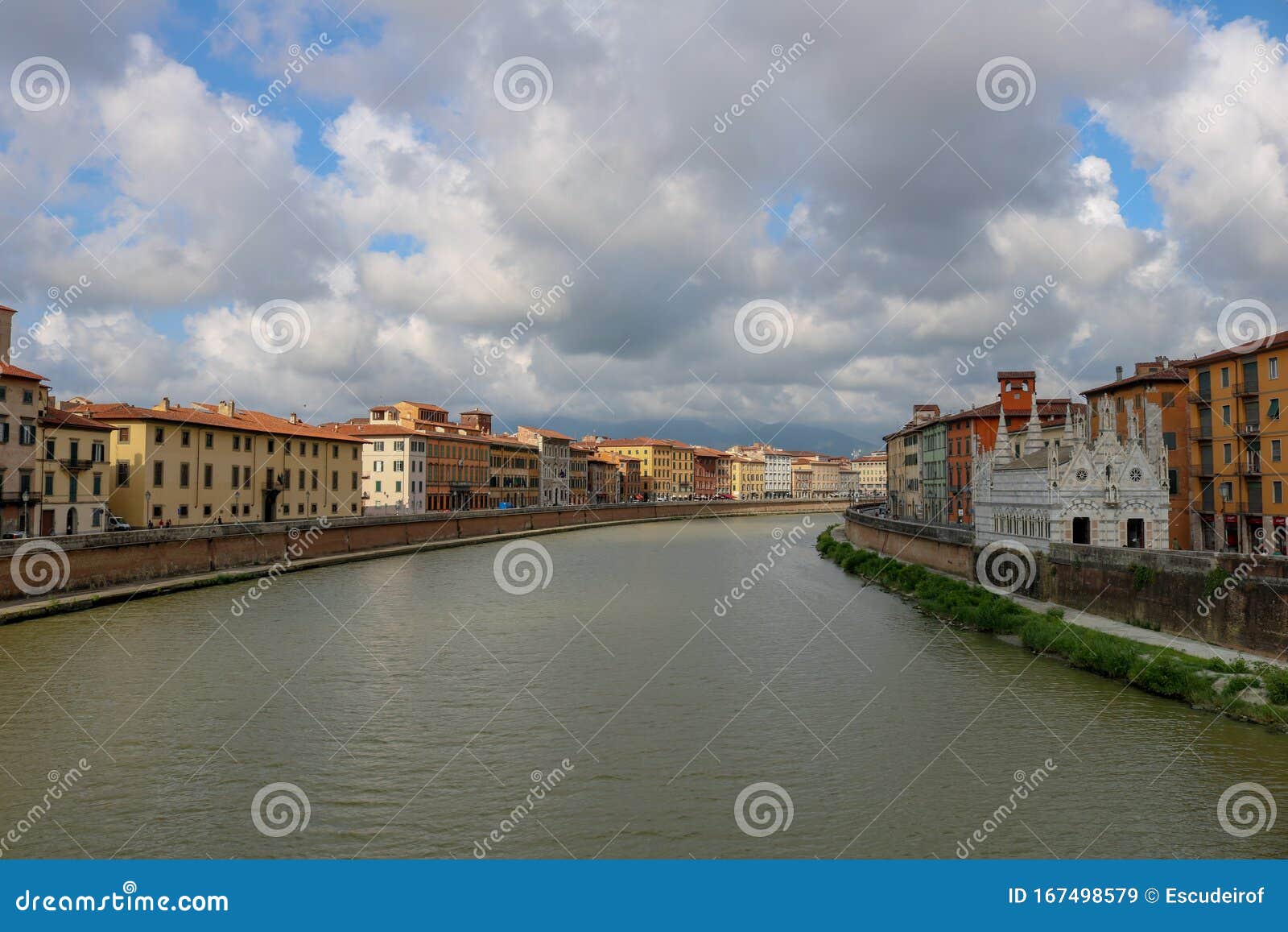 downtown pisa, river arno. italy