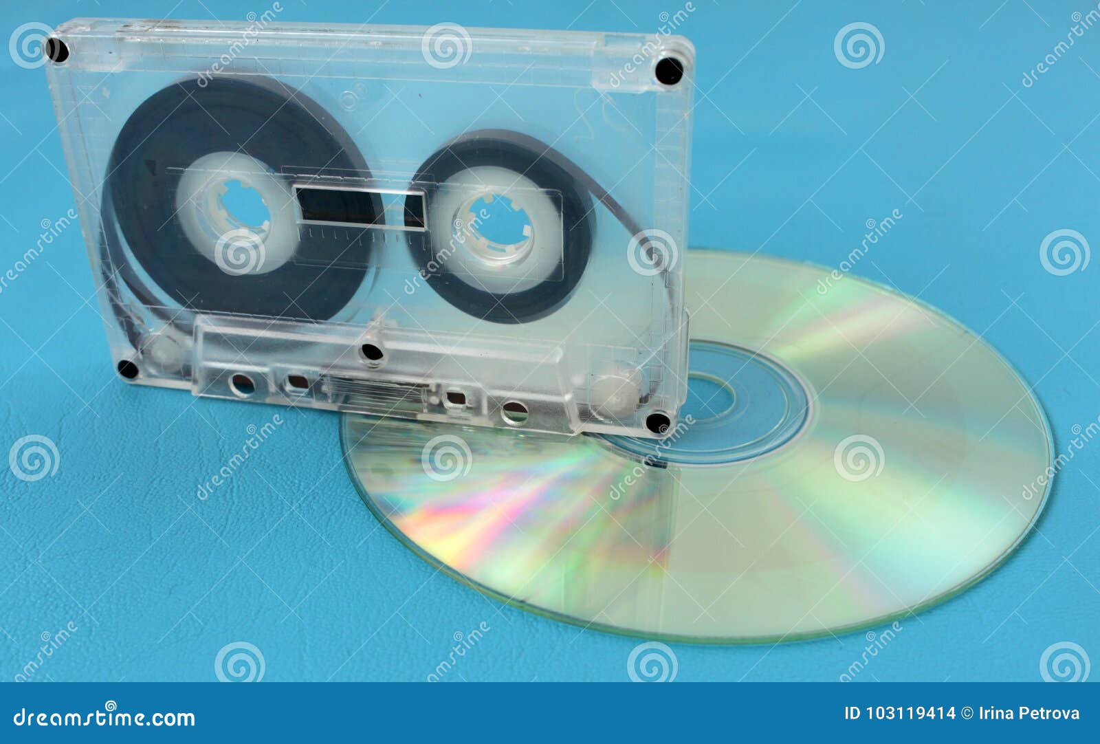 Old Audio Cassette and CD Drive Stock Photo Image of background