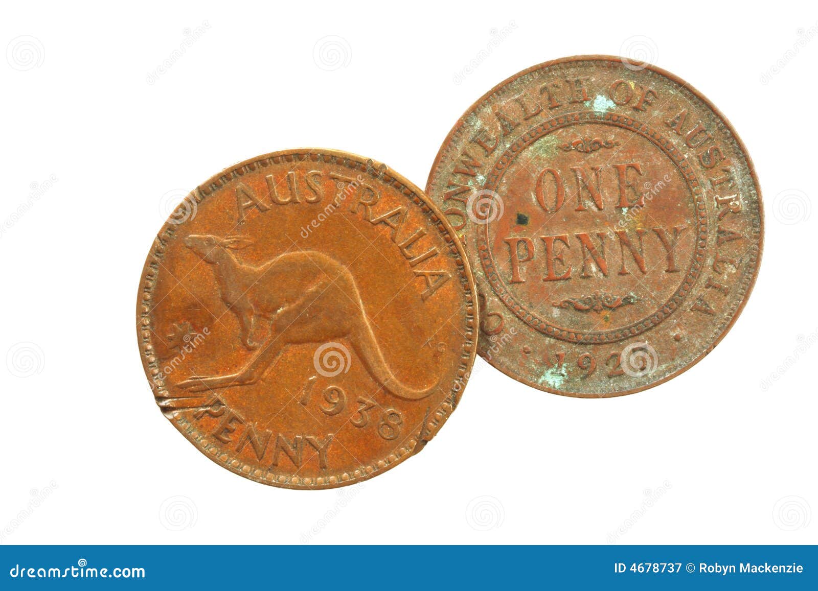 Old Australian Pennies stock image. Image of decimal, battered 4678737