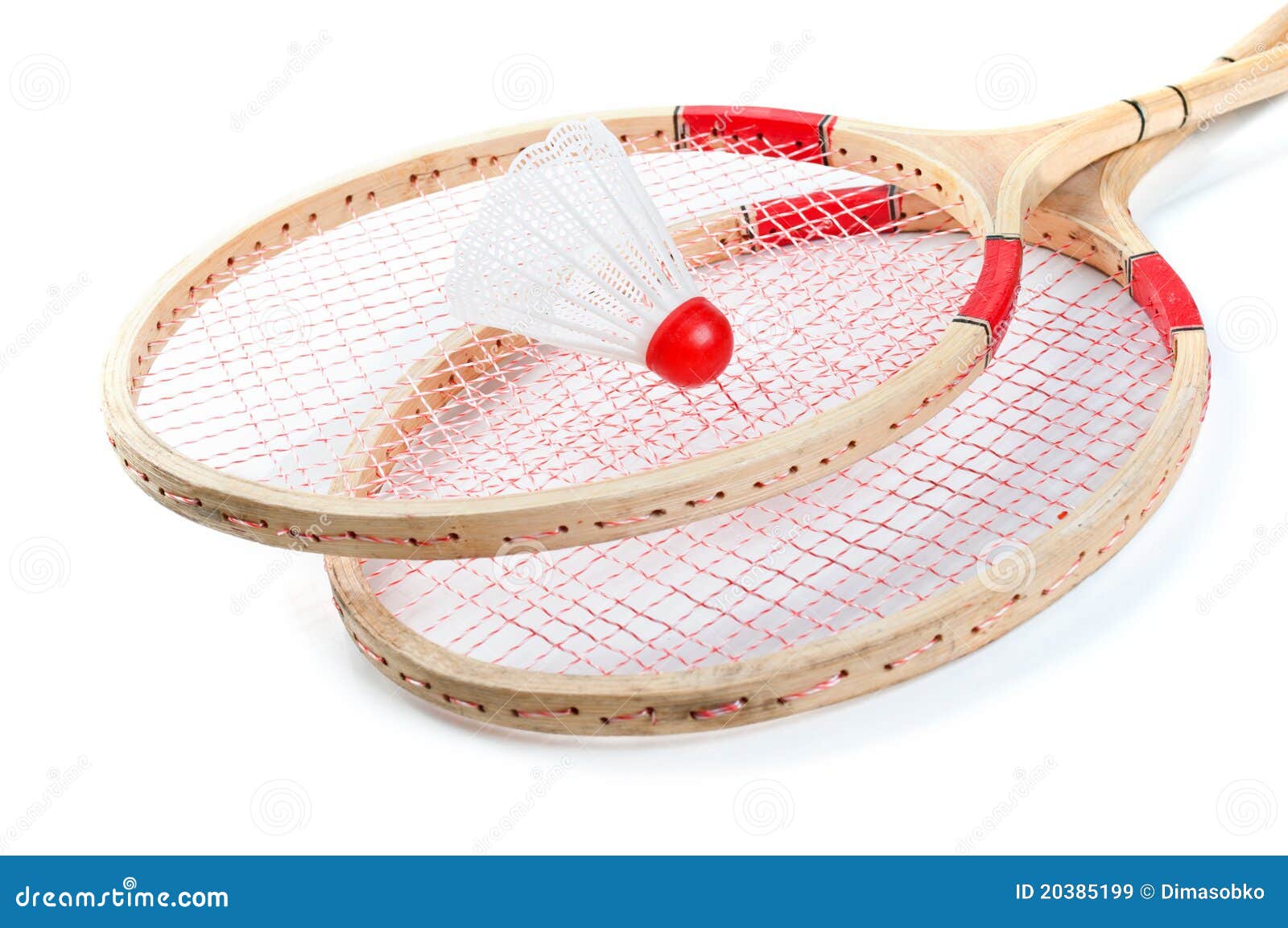 Old Badminton And Red Shuttlecock Stock Image Image of white