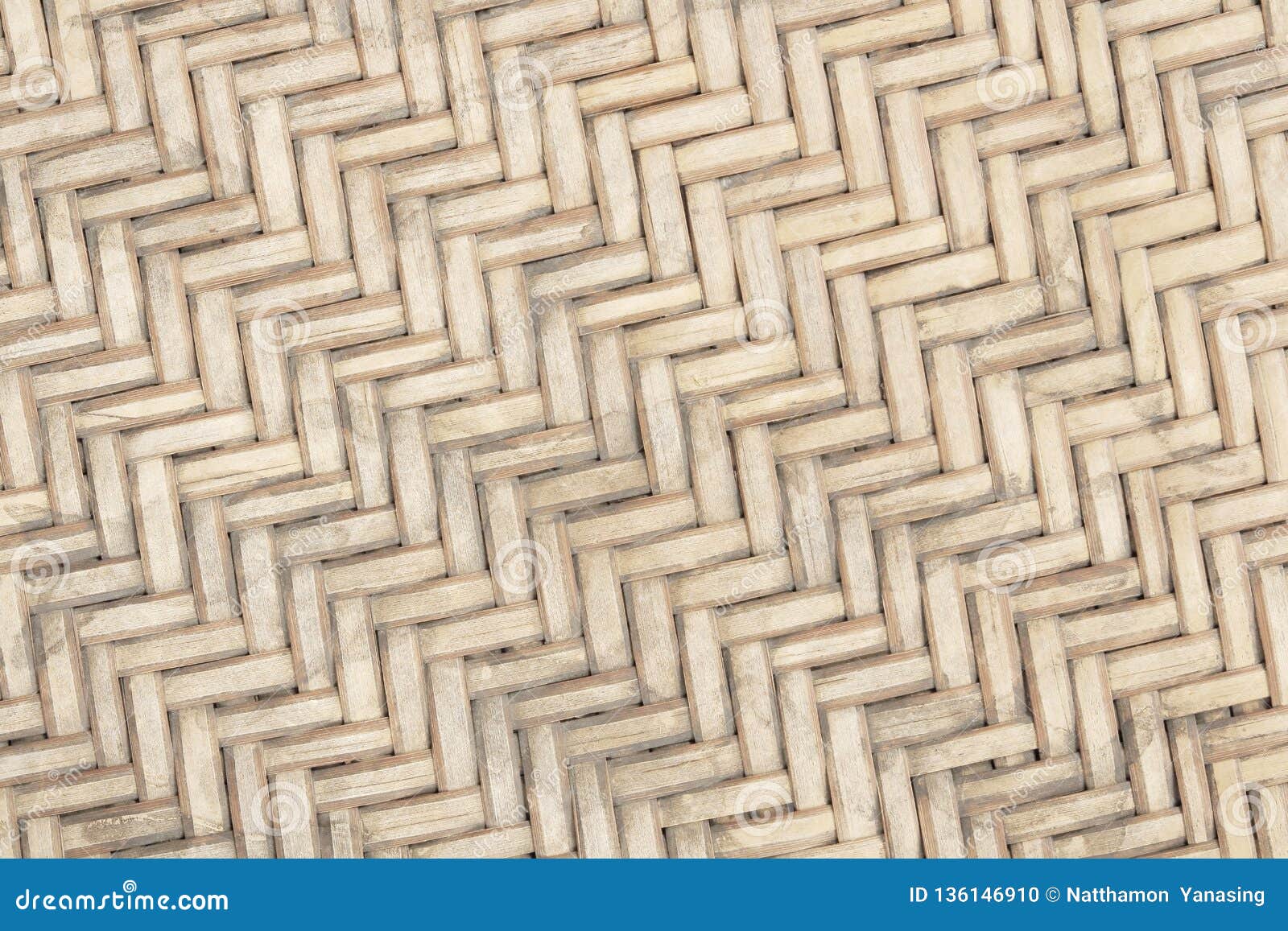 Old Bamboo Weaving Pattern Woven Rattan Mat Texture For