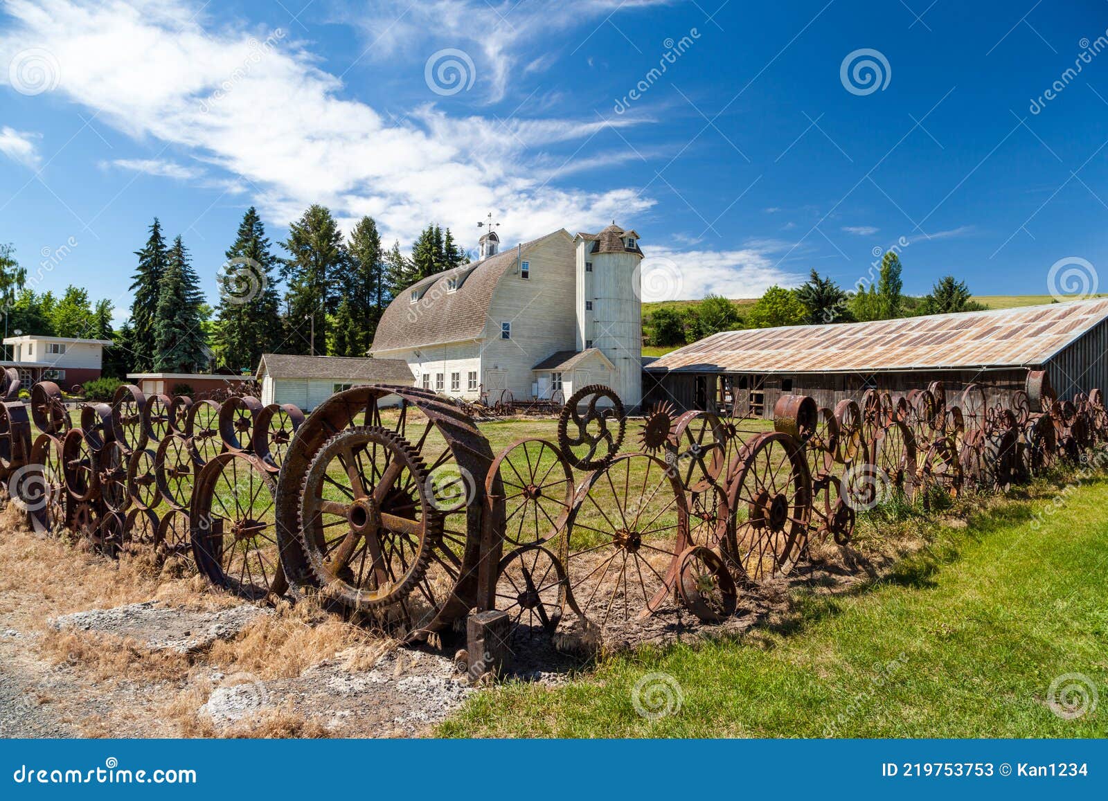 Fence Made Of Metal Profile With Nails And Screws. Iron Fence. Old