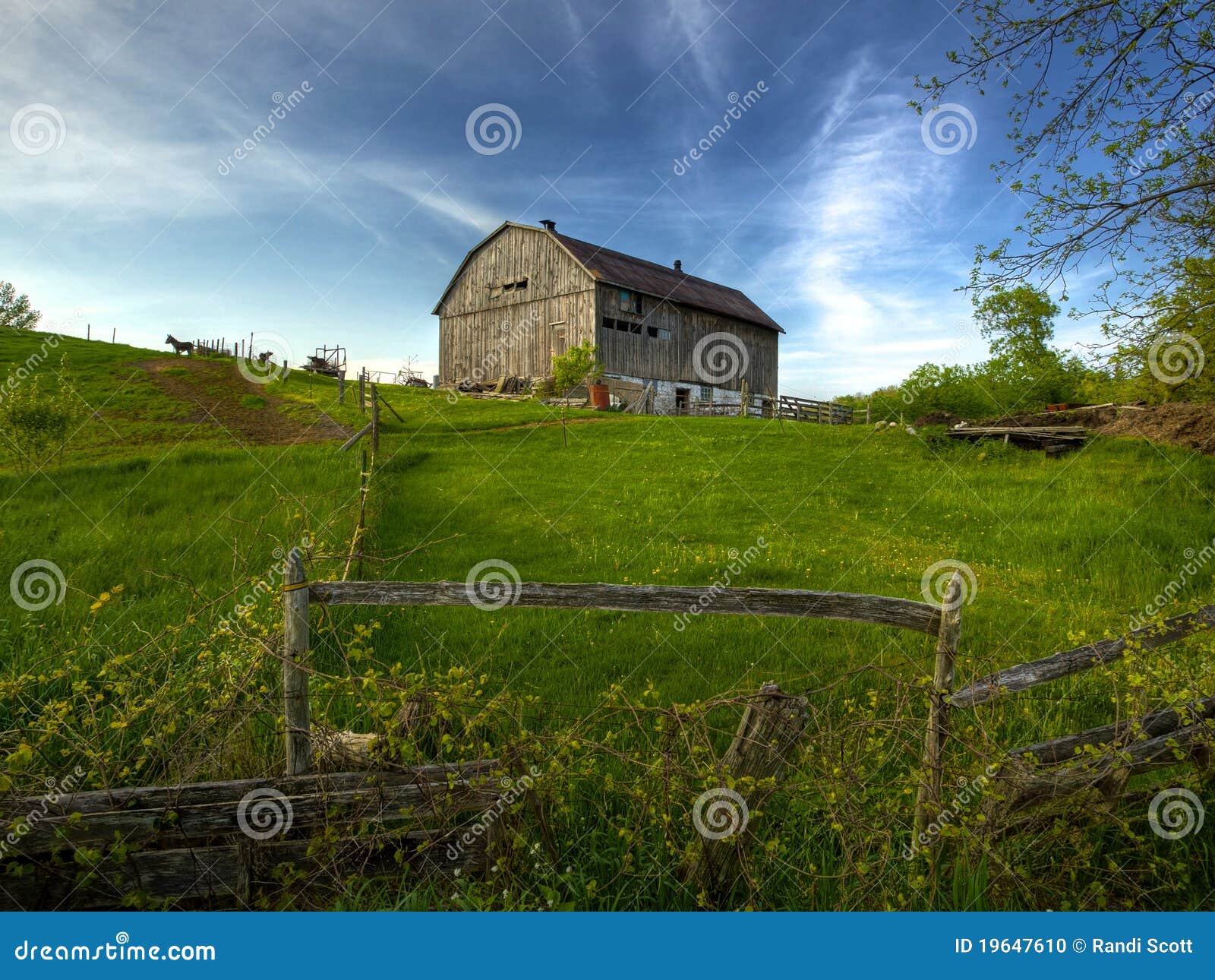 old barn on hill