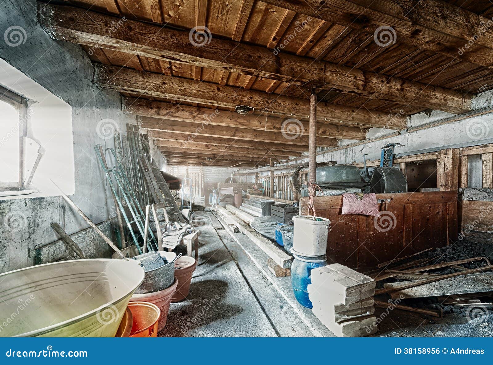Old Barn Storage Room With Light Beams Stock Photo Image Of Mess