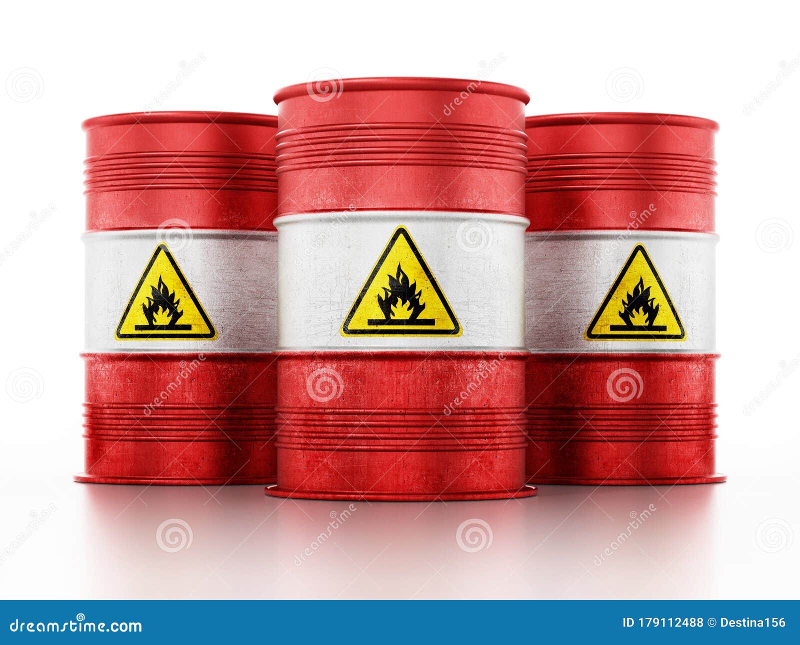 old barrels with inflammable   on white background. 3d 