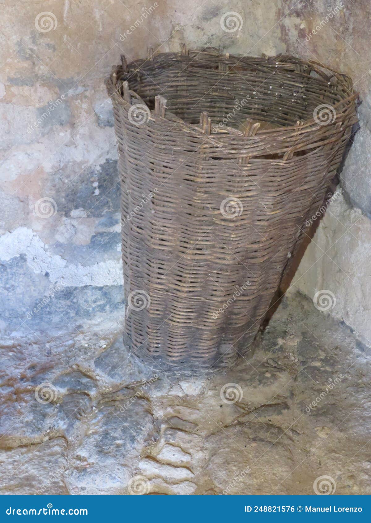 old baskets for the collection of flour in the old mills