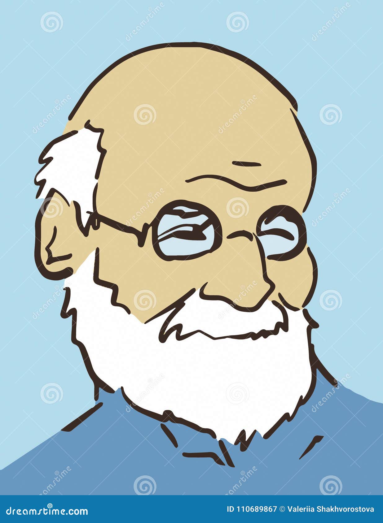 Cartoon Old Bearded Man Face with Eyerglasses Stock Vector - Illustration  of headshot, head: 110689867