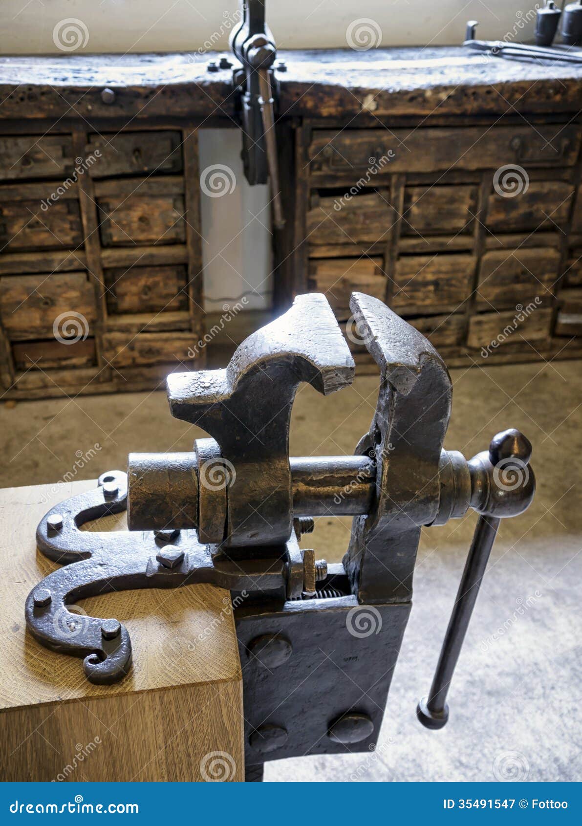 old bench vise stock image. image of stability, clamp