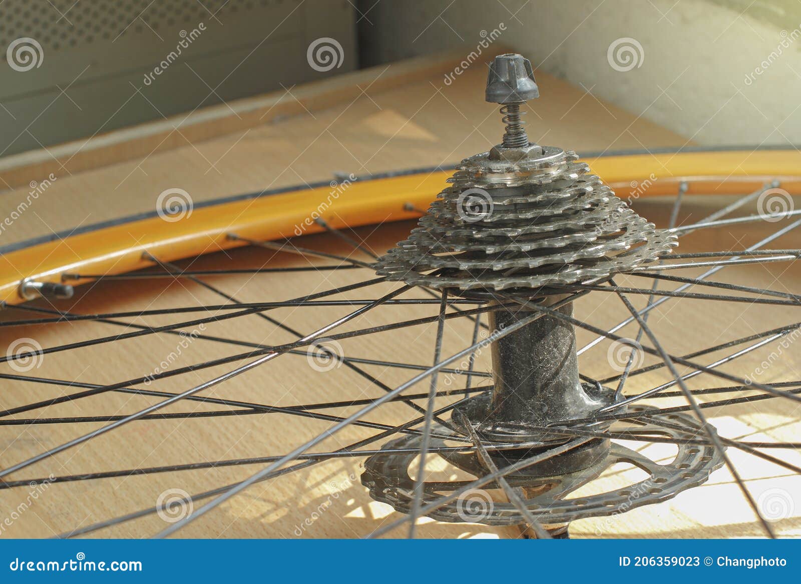 Old of Bicycle a Gears Take Off for Maintenance Stock Image Image of
