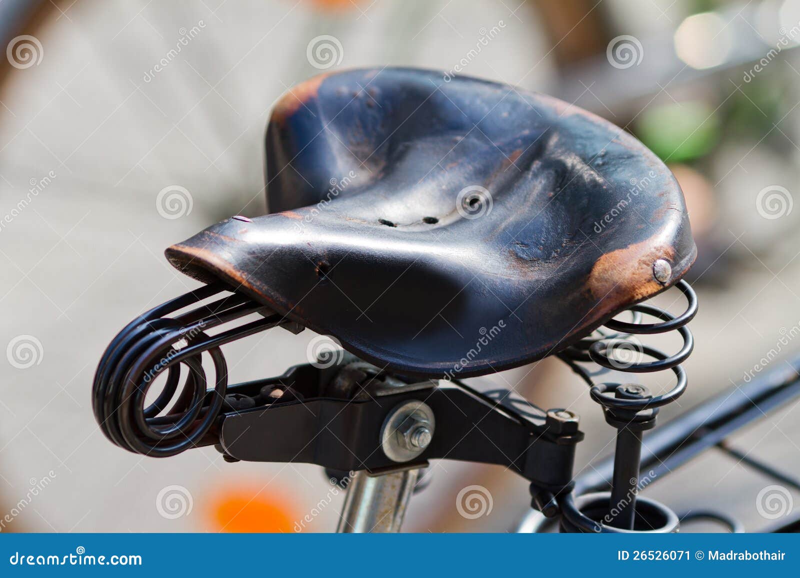 Old bicycle saddle stock image. Image of leather, accessory 26526071
