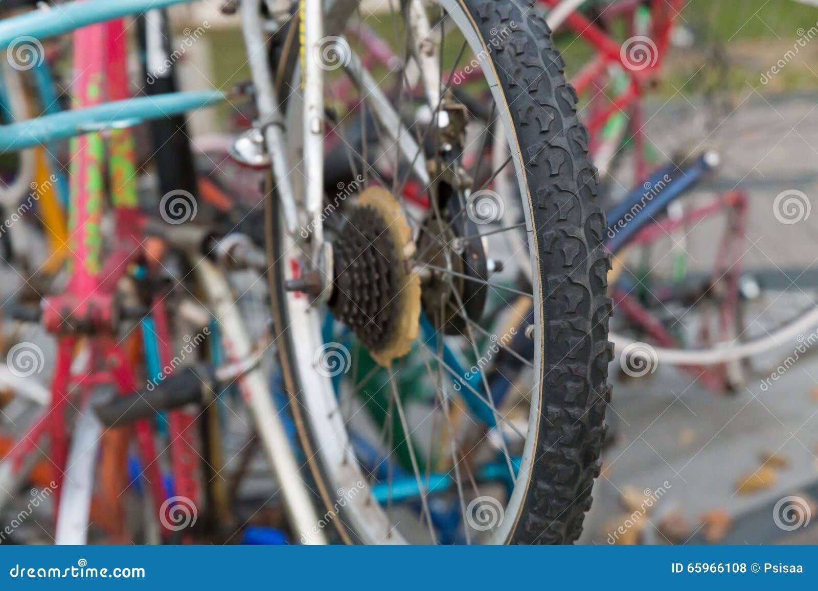 Old bicycle wheel stock photo. Image of group, used, heap 65966108