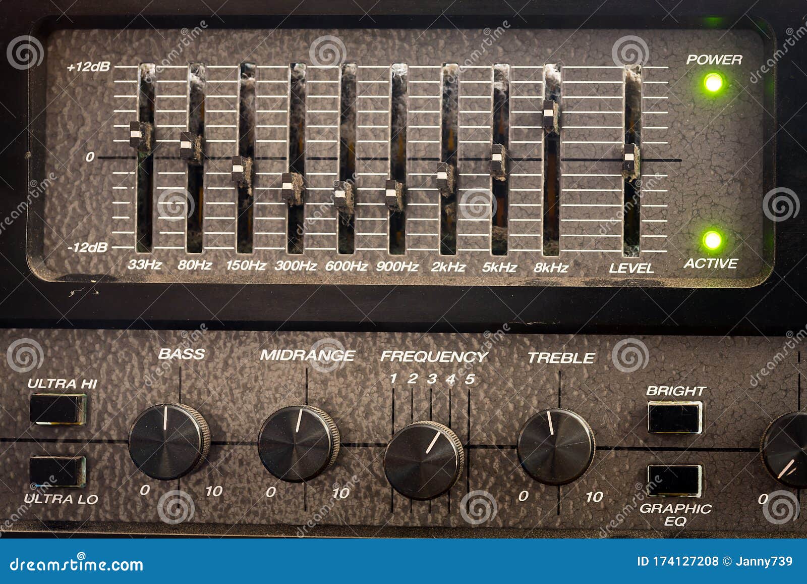 Black Controls of an Audio Equalizer from a Guitar Amplifier Stock Photo Image of knob, amplifier: