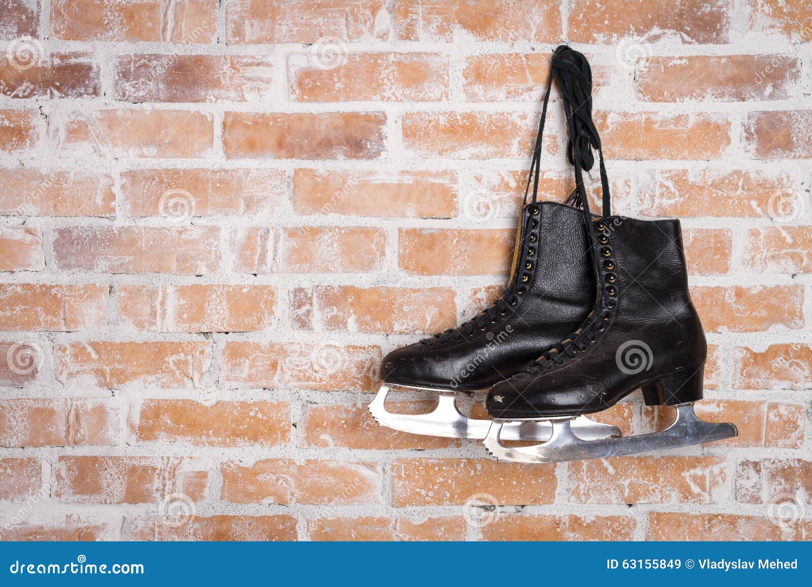 Old Black Figure Ice Skates Hanging Stock Image Image of retro