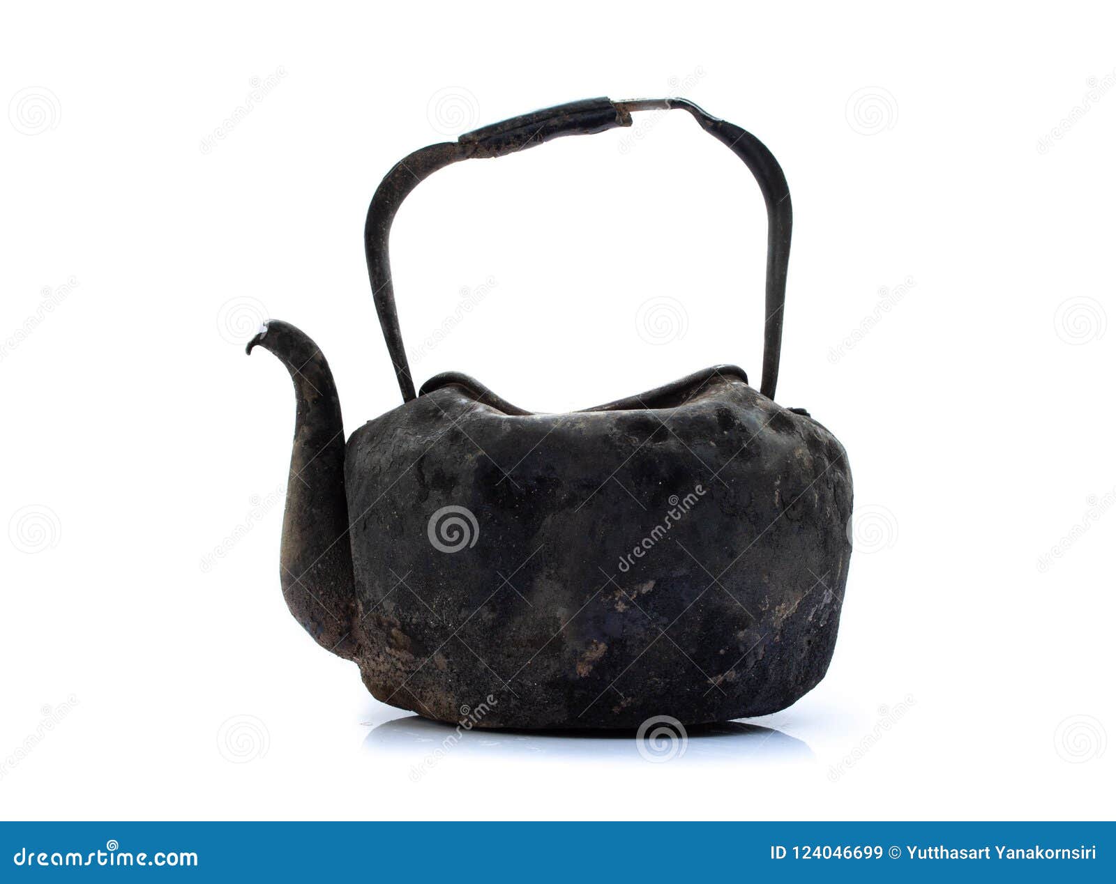 Old Black Kettle Isolated on White Background Stock Image Image of