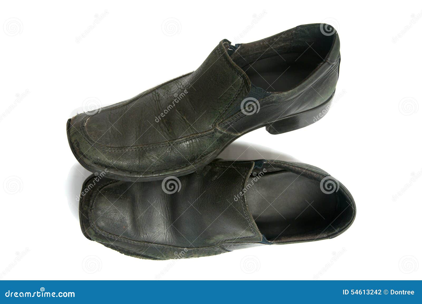 Old Black Male Shoes Isolated Stock Photo - Image of black, heels: 54613242