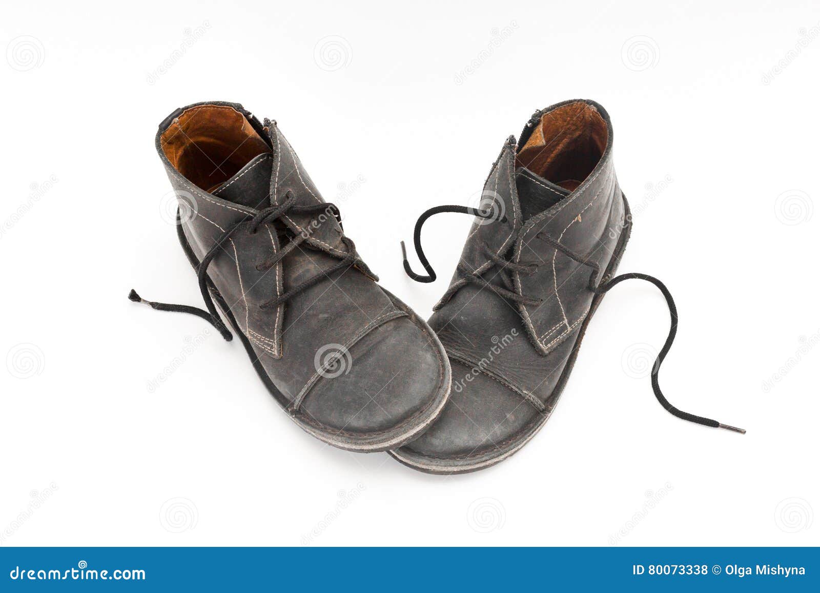 Old Black Male Shoes Isolated on White Stock Photo - Image of foot ...
