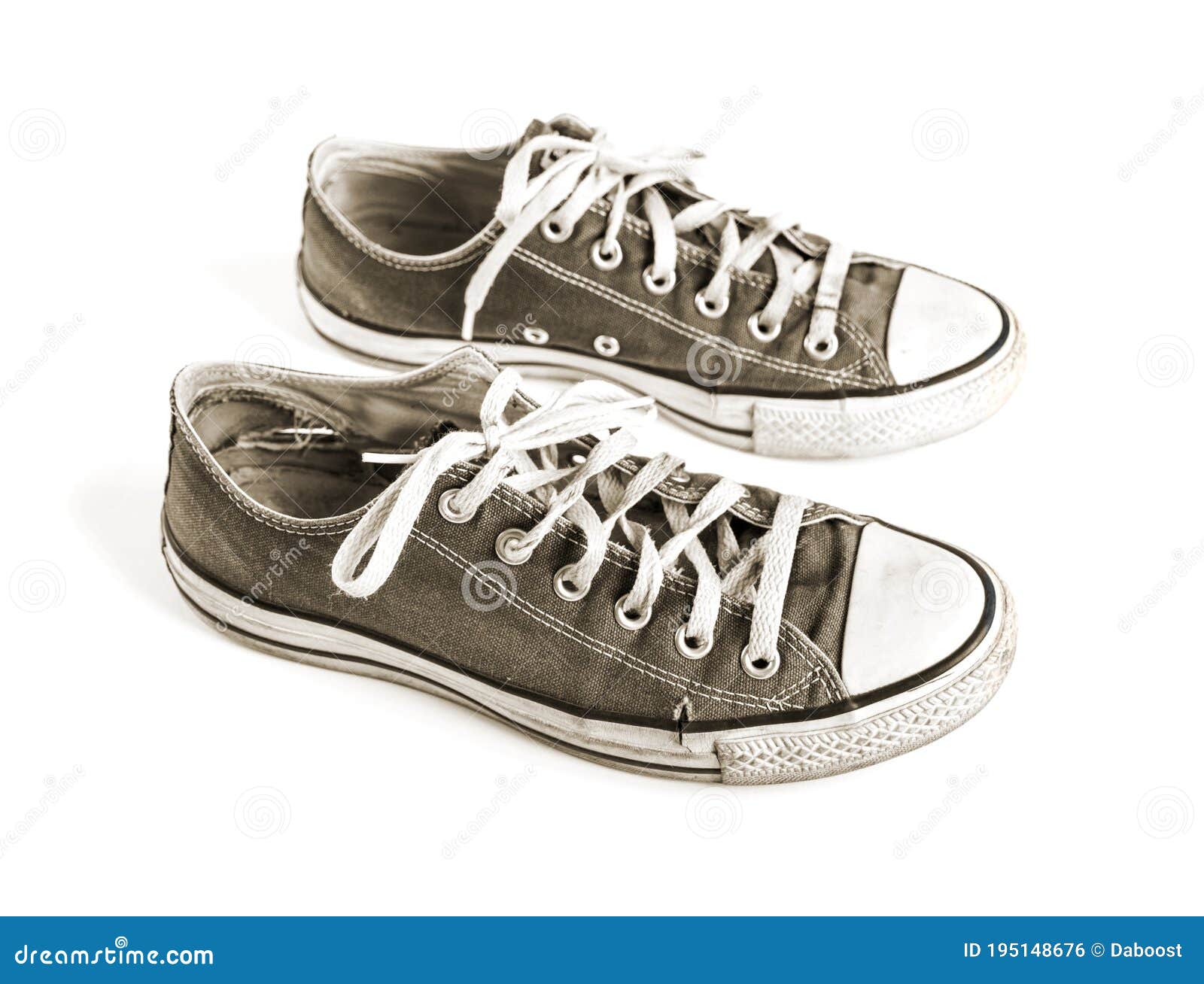 Old Black Sneakers Isolated on White Background Stock Photo - Image of ...