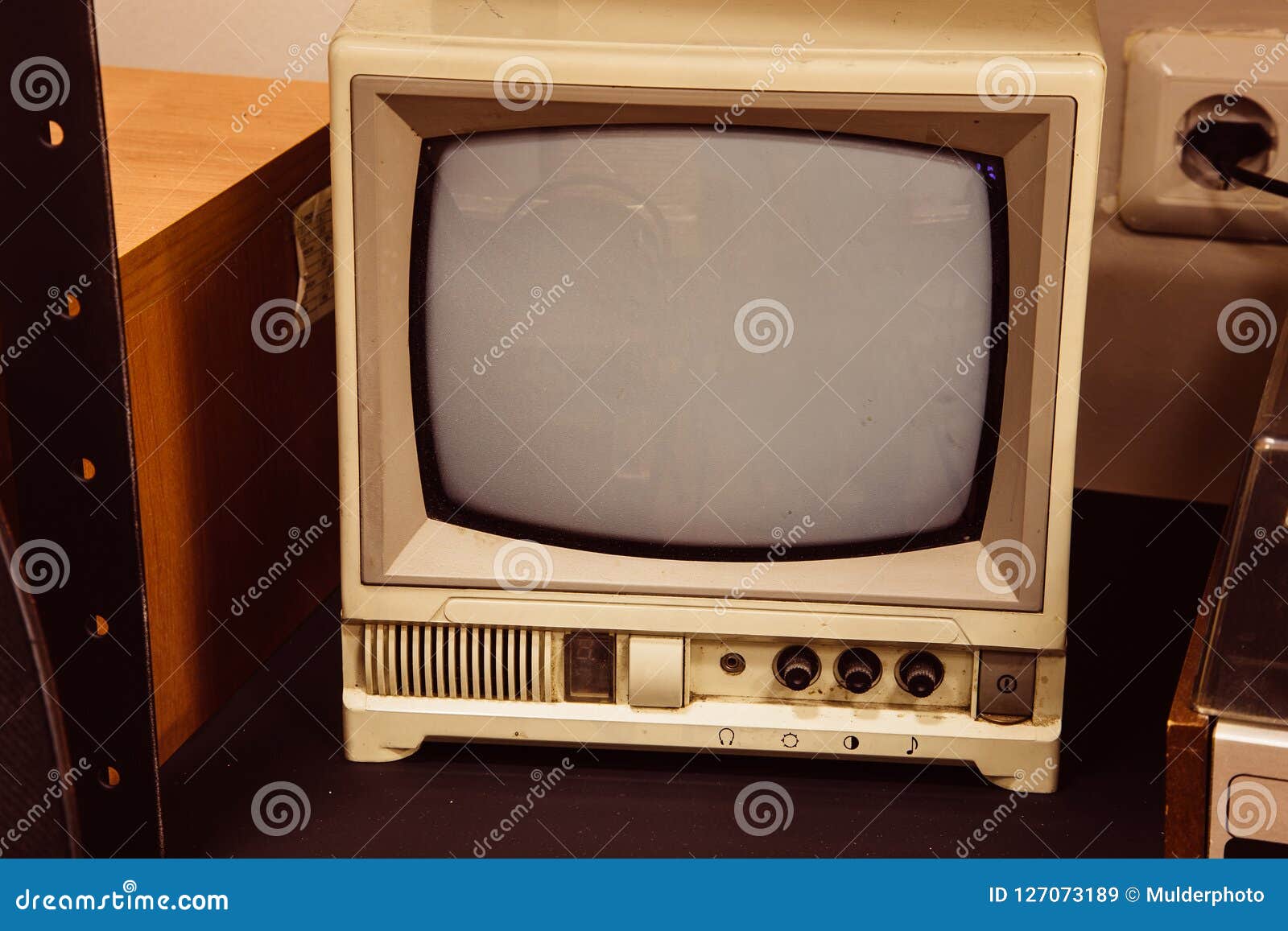 Old Black and White TV in Room Stock Image Image of obsolete, screen