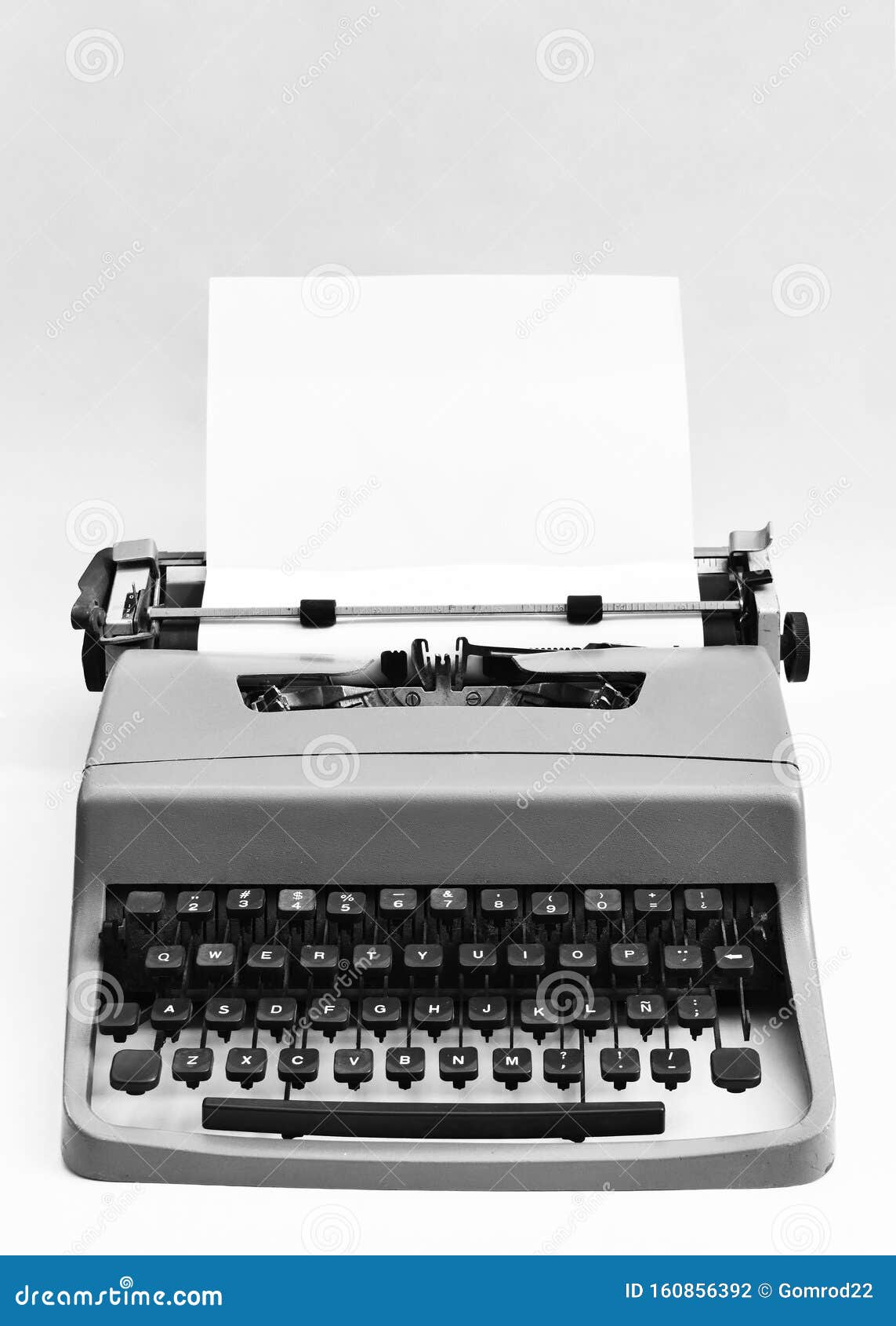 Old Black and White Typewriter. Antique. Retro Stock Photo Image of