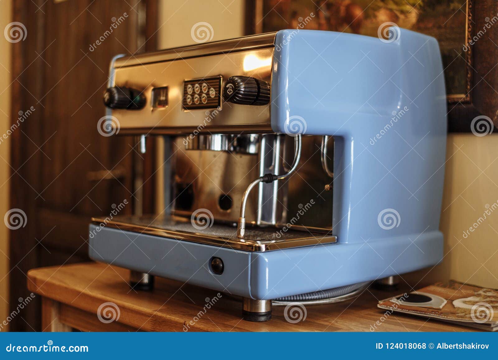 Old Blue Coffee Machine at the Cafe Stock Photo Image of fresh