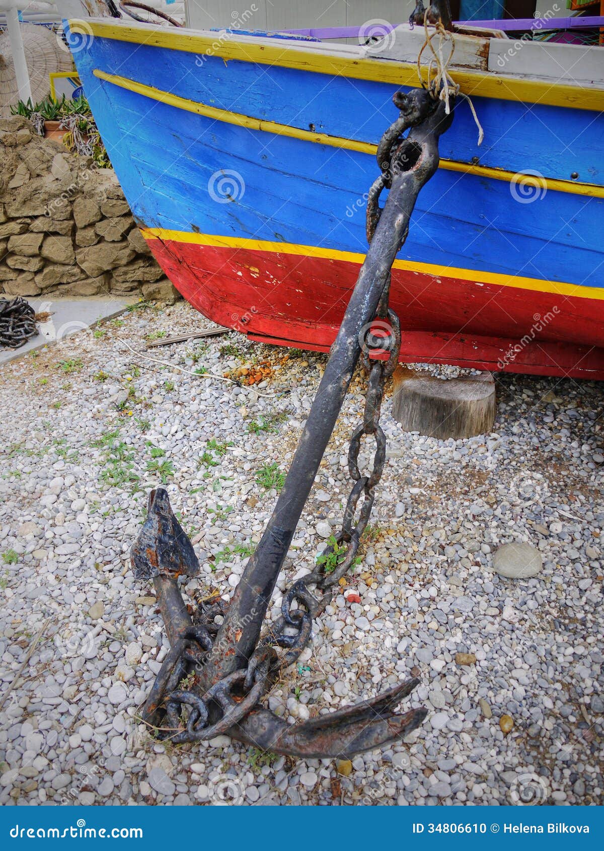 Old boat anchor stock photo. Image of harbour, port, boat - 34806610