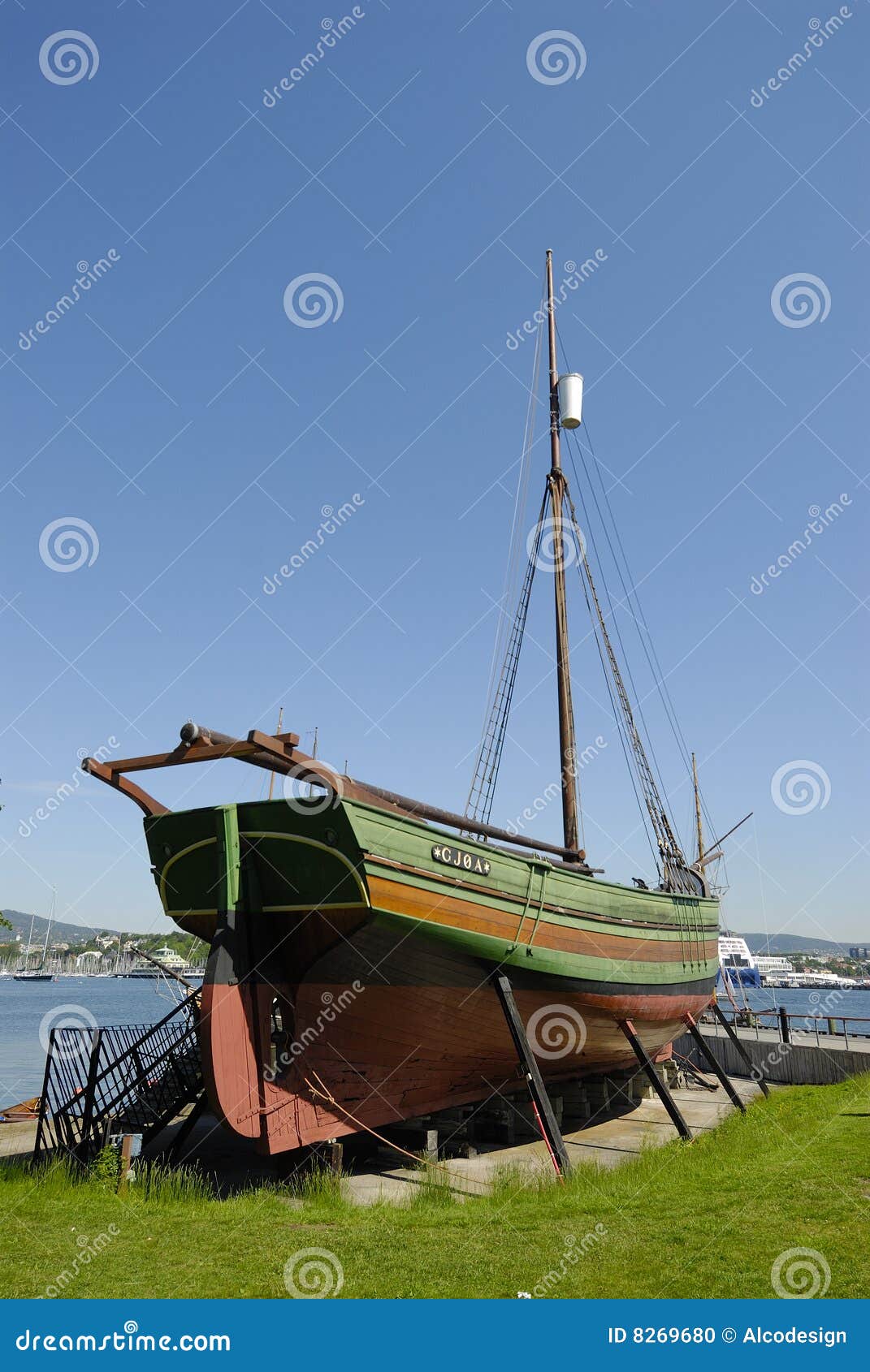 Old boat in dry dock stock photo. Image of wooden, water ...