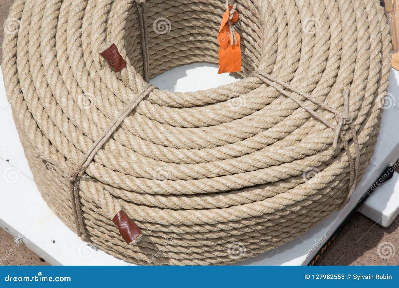 Old Boat Rope Wrapped in a Circle Stock Image Image of wrapped, deck