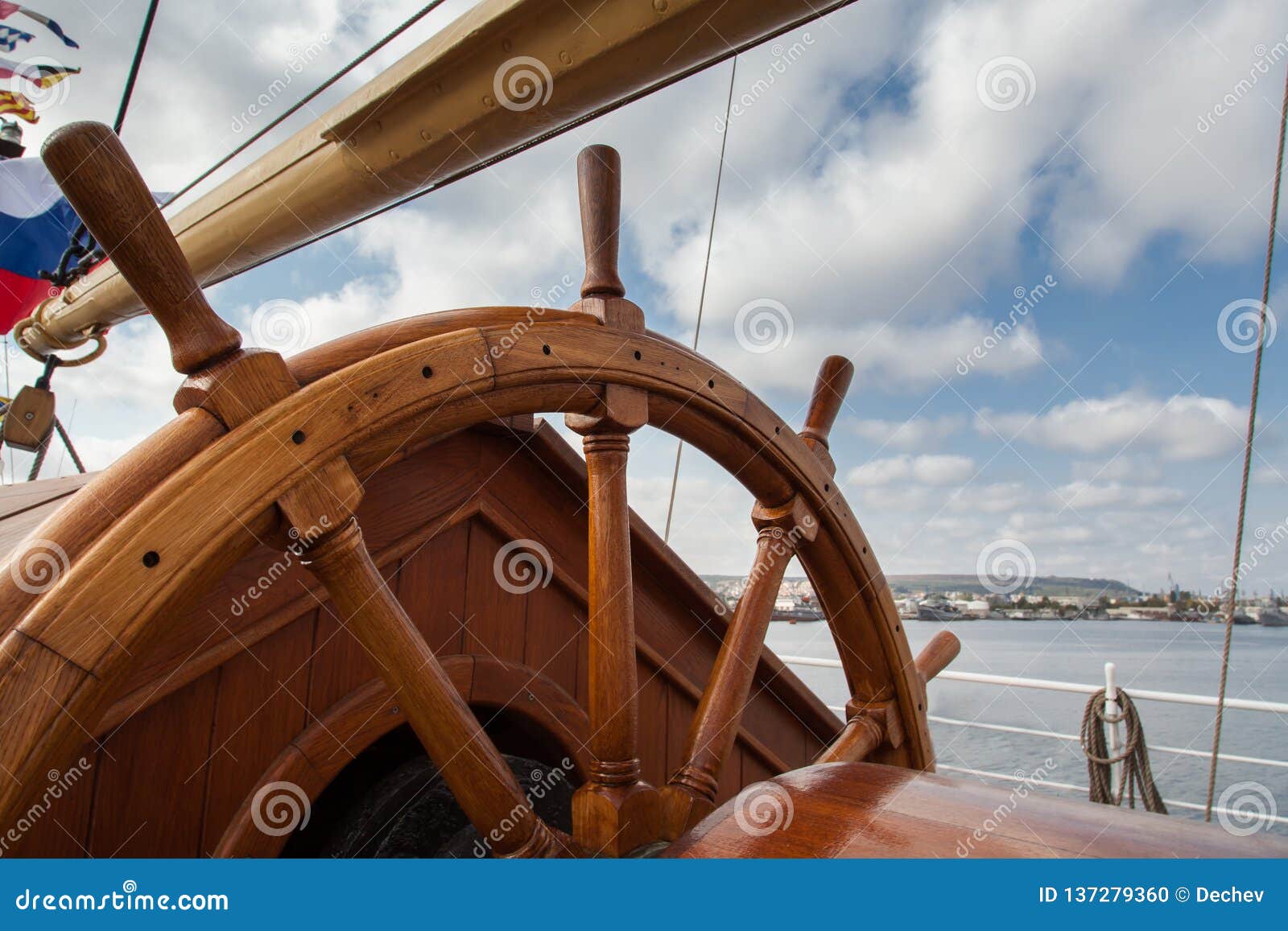 Old Boat Steering Wheel from Wood Stock Photo Image of sail, tall