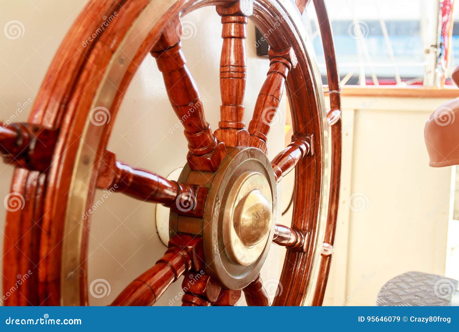 Old boat steering wheel stock image. Image of cruise 95646079