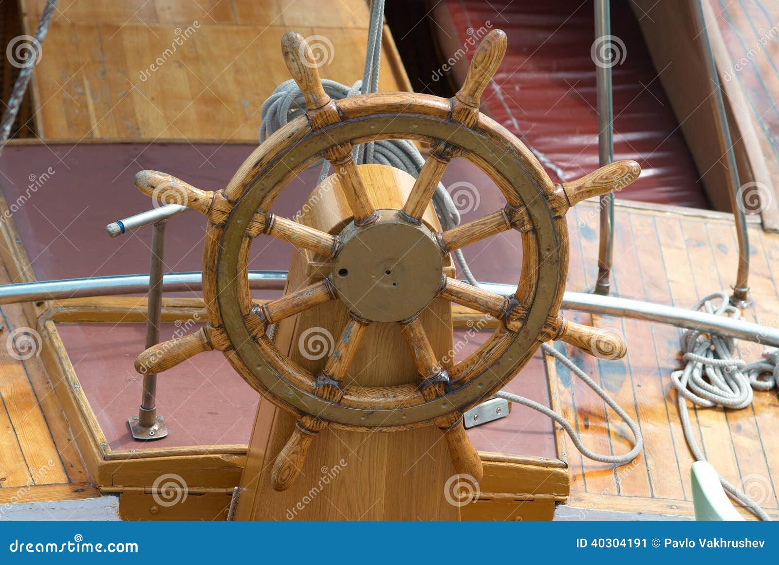 Old boat steering wheel stock image. Image of rudder 40304191